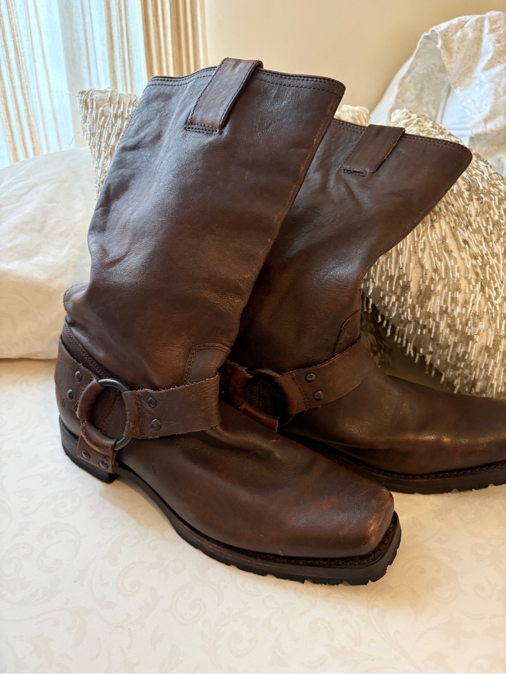 Frye Dark Brown Leather Harness Boots - Picture 4 of 12